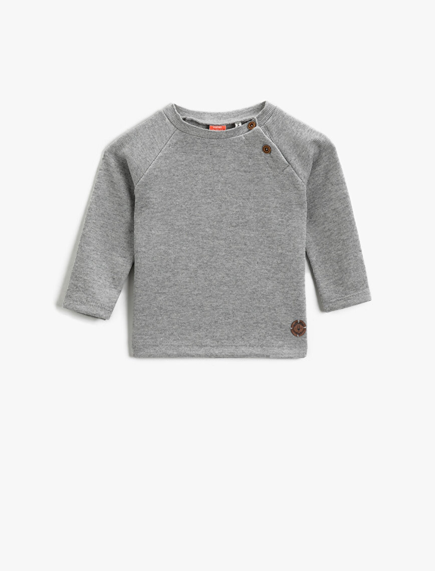 Button Detailed Sweatshirt Cotton