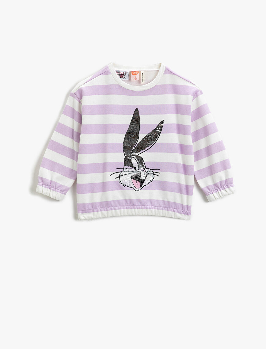 Bugs Bunny Lisanslı  Pullu Sweatshirt