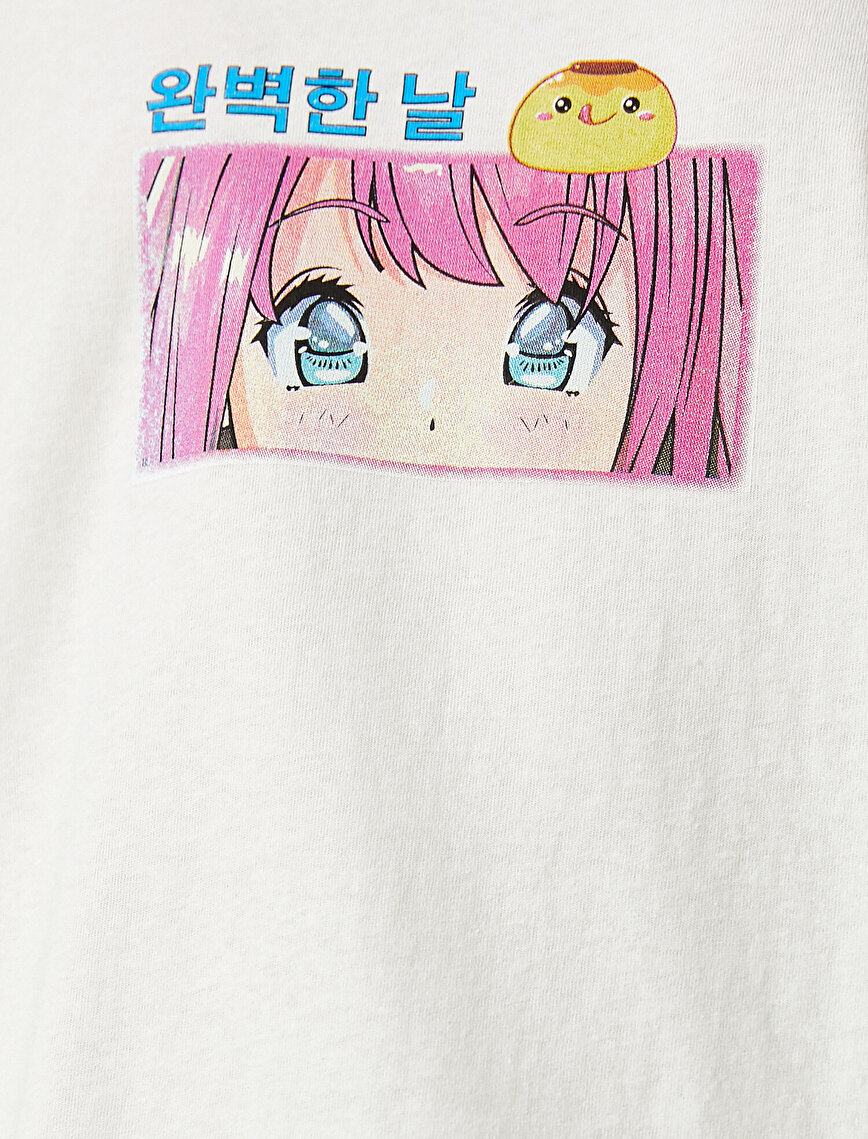 Anime Character Printed Oversize Short Sleeve T-Shirt on the Back