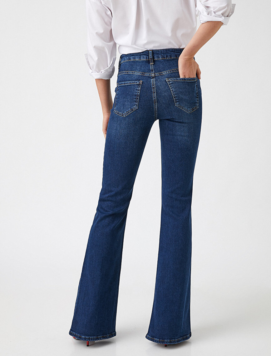 Yüksek Bel Kot Pantolon - Flare Jean