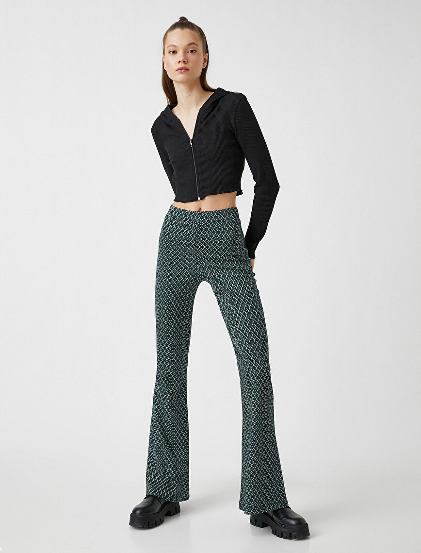 Patterned Flared Trousers