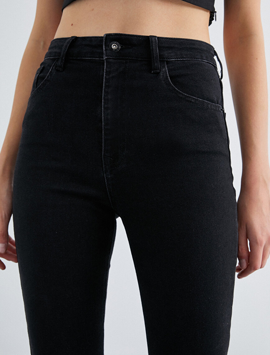 Yüksek Bel Kot Pantolon  - Slim Flare Jean
