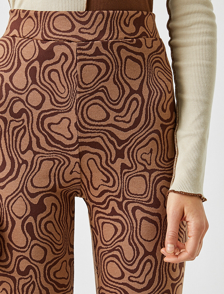 Patterned High Waist Flared Trousers