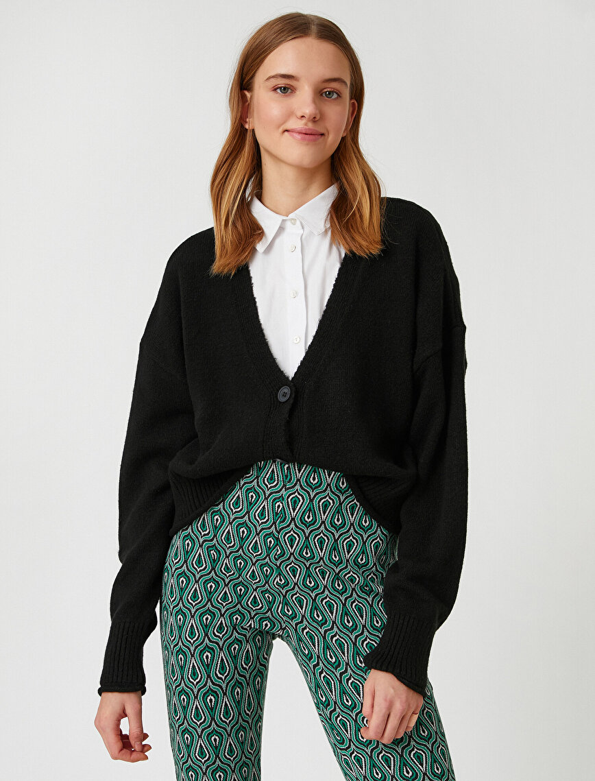 Button Detail Long Sleeve Cardigans