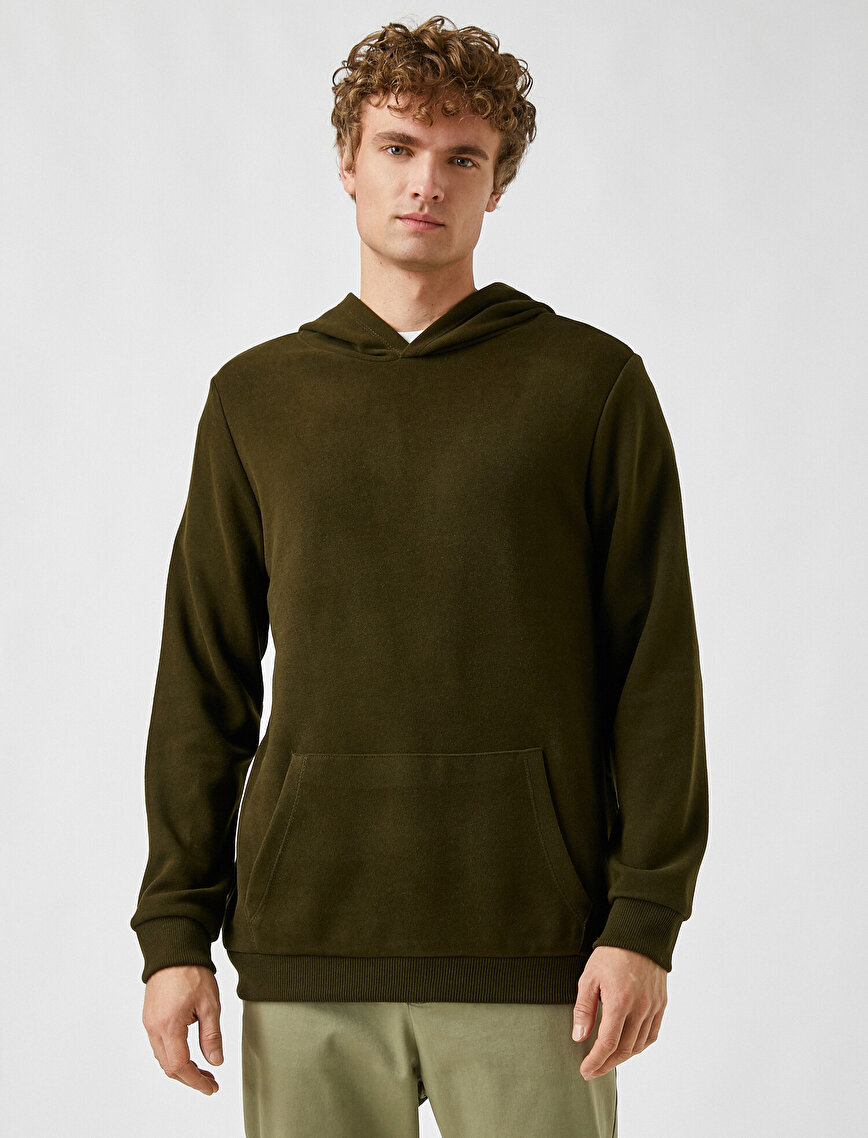 Oversize Basic Kapşonlu Sweatshirt
