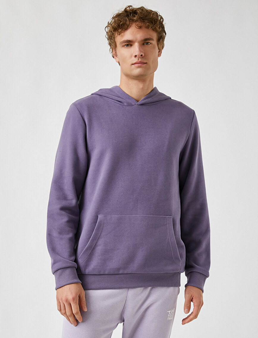 Oversize Basic Kapşonlu Sweatshirt