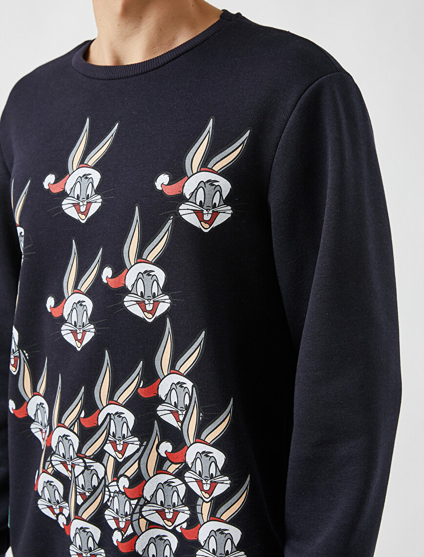 Bugs Bunny Yılbaşı Sweatshirt Lisanslı Baskılı