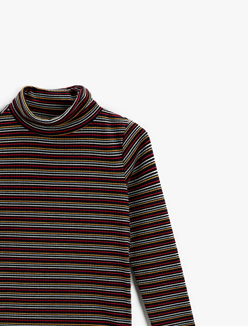 Striped Turtleneck Long Sleeve T-Shirt