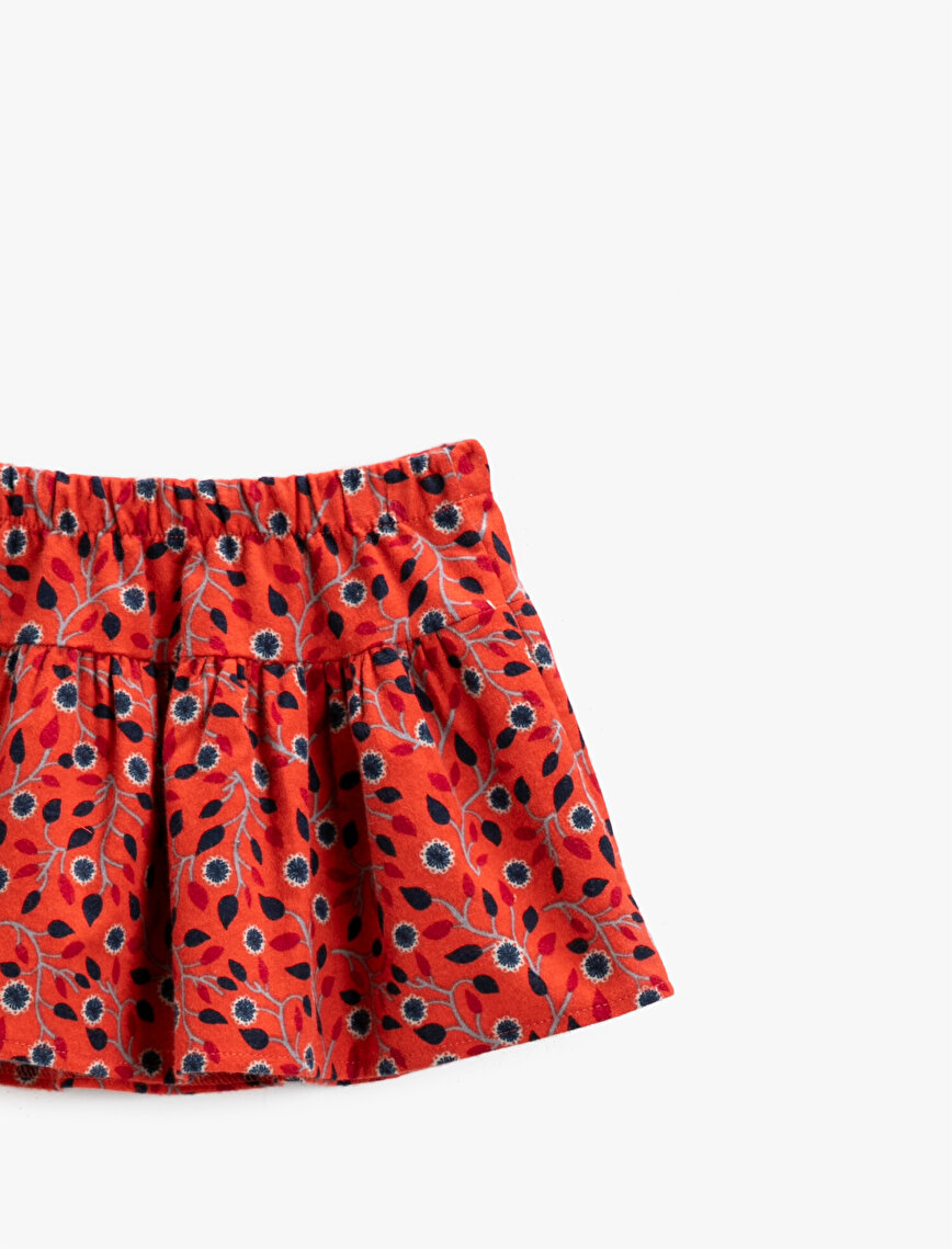 Flower Printed Mini Skirt Cotton