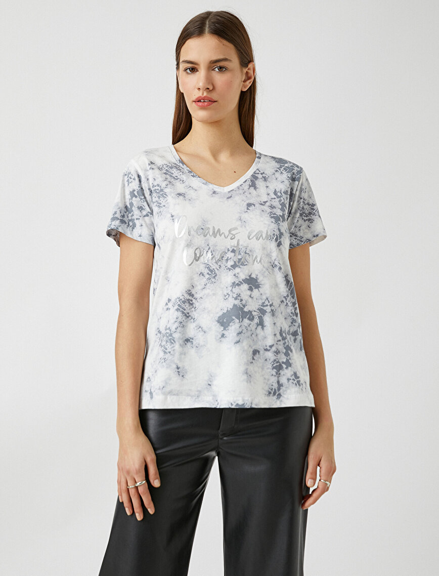 Short Sleeve Patterned Cotton T-Shirt