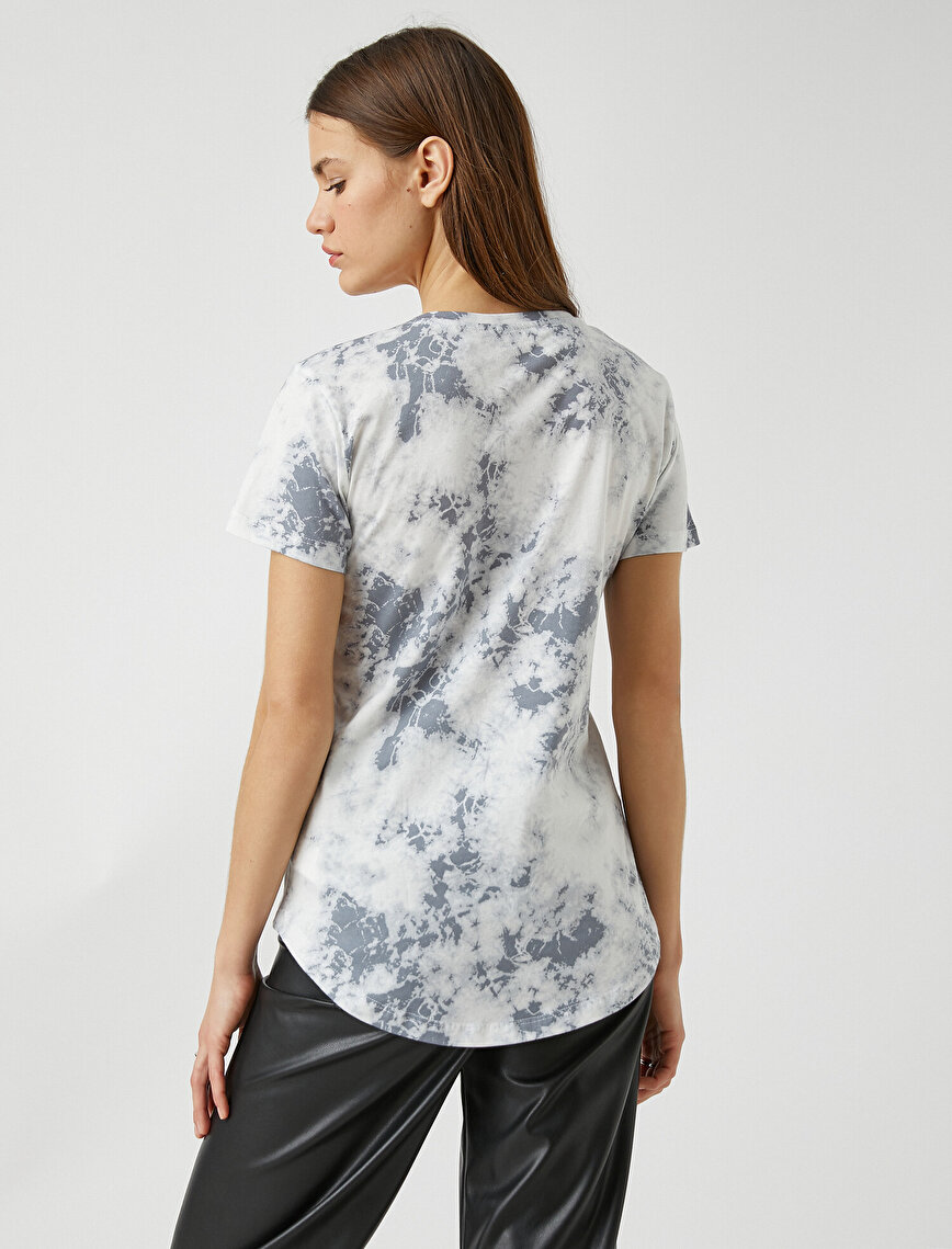 Short Sleeve Patterned Cotton T-Shirt
