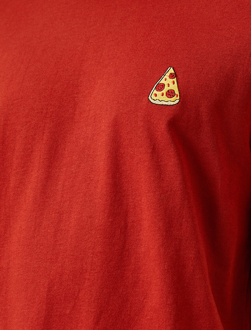 Pizza İşlemeli Tişört