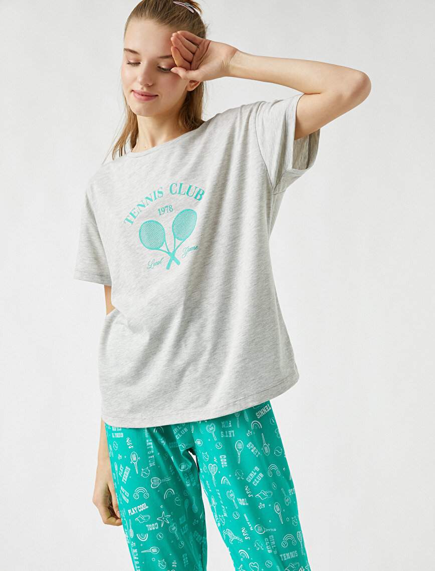 Desenli Kısa Kollu Pijama Takımı 