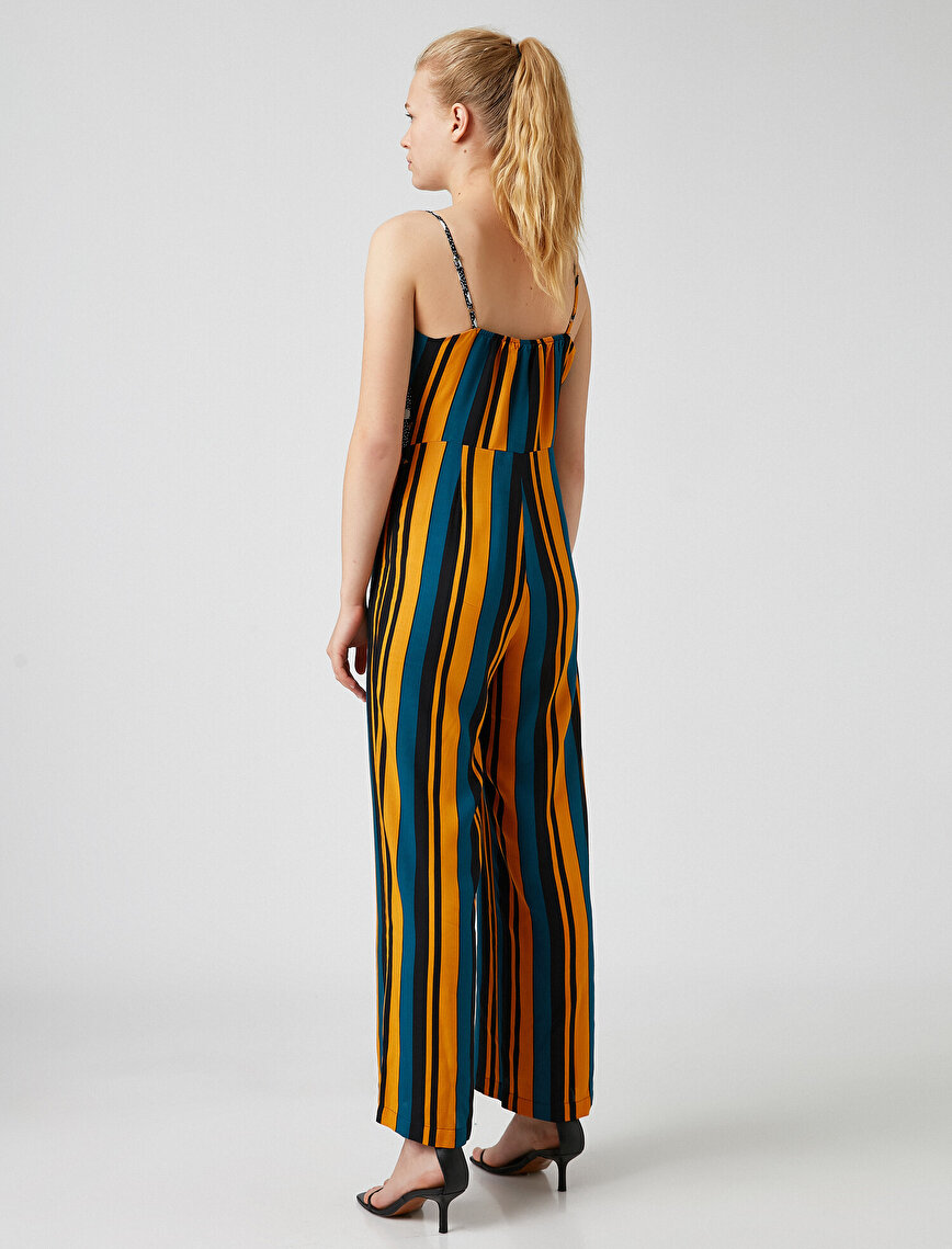 Thin Strap Striped Printed Jumpsuit