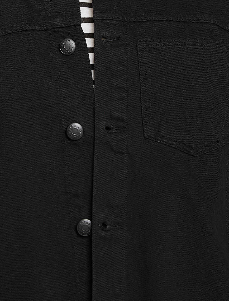 Düğme Detaylı Jean Ceket