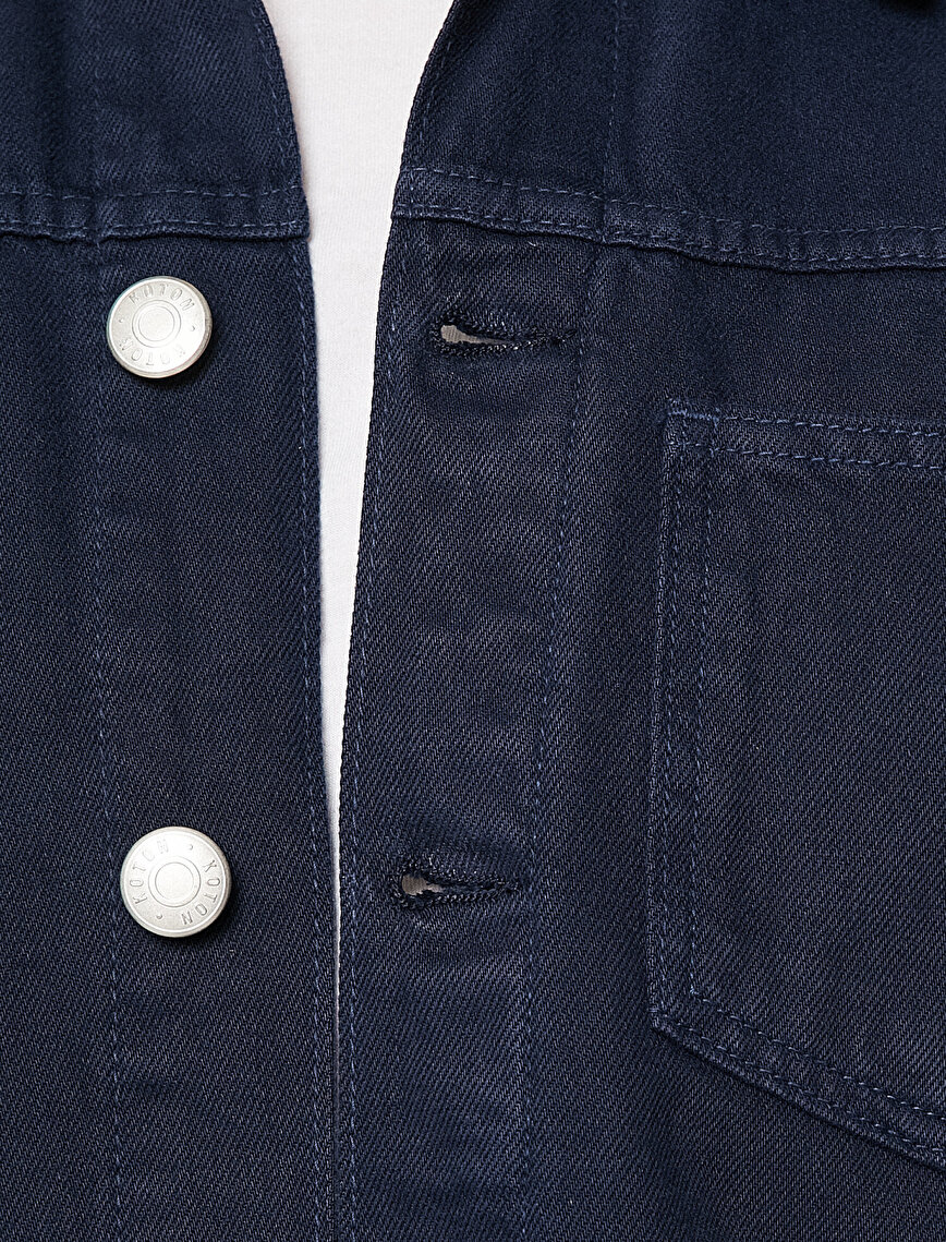 Düğme Detaylı Jean Ceket