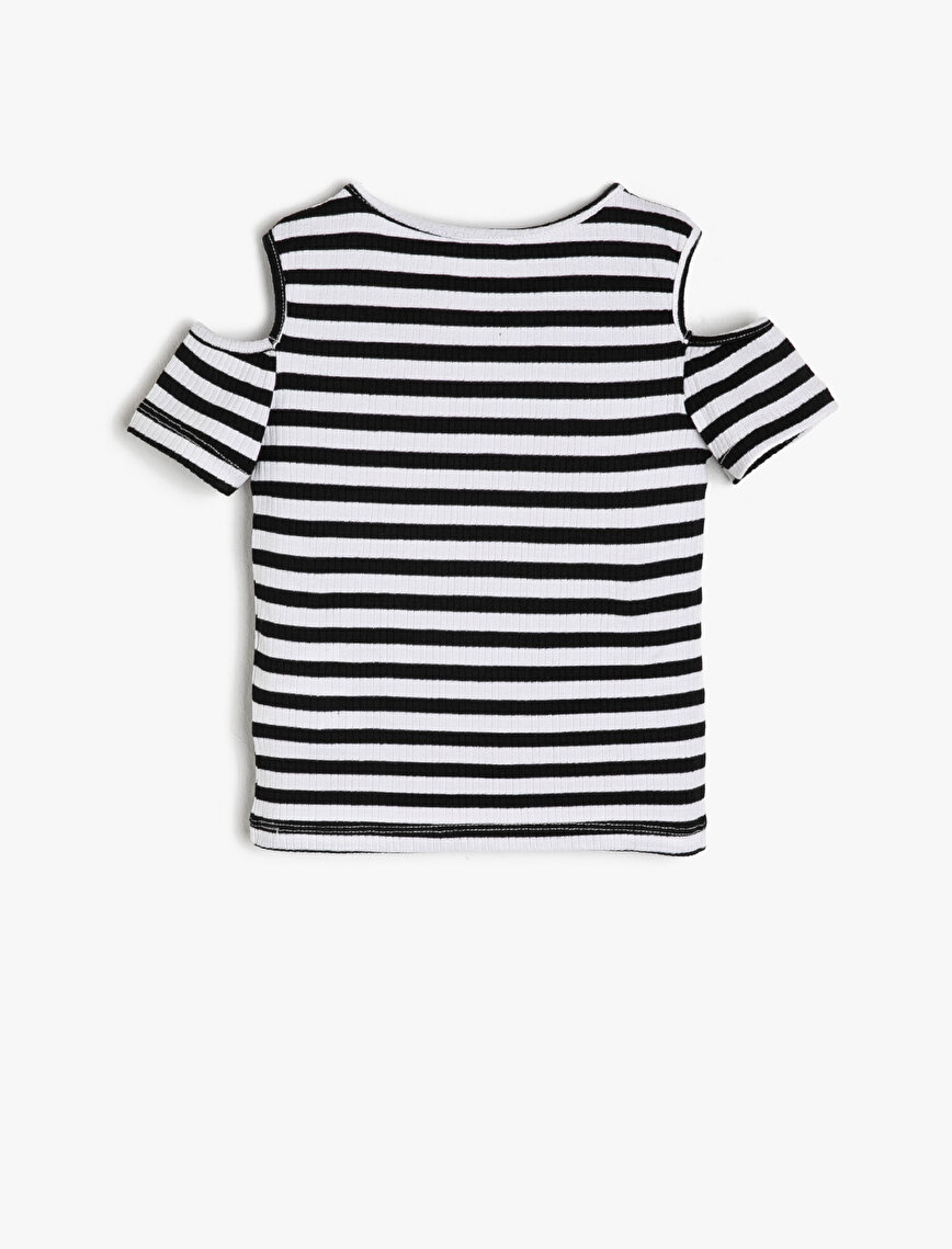 Black Striped Girls Striped T-Shirt 