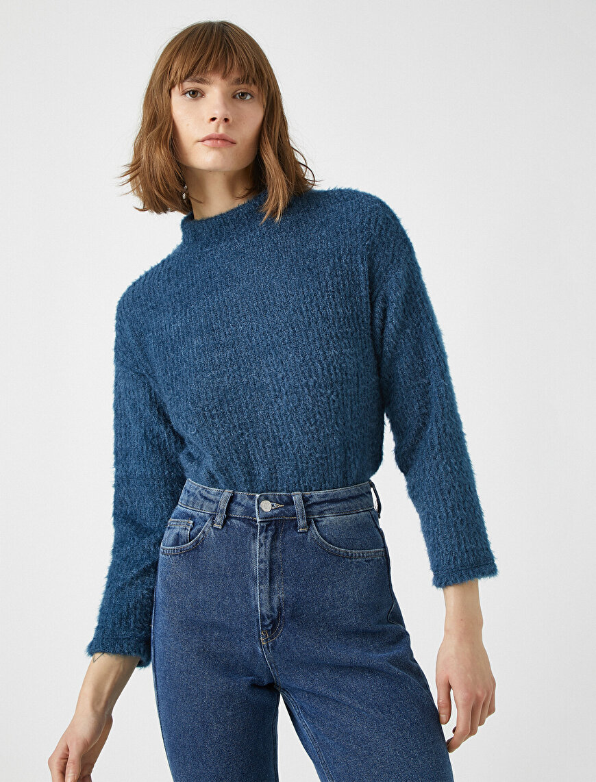 Stand Neck Long Sleeve Sweater
