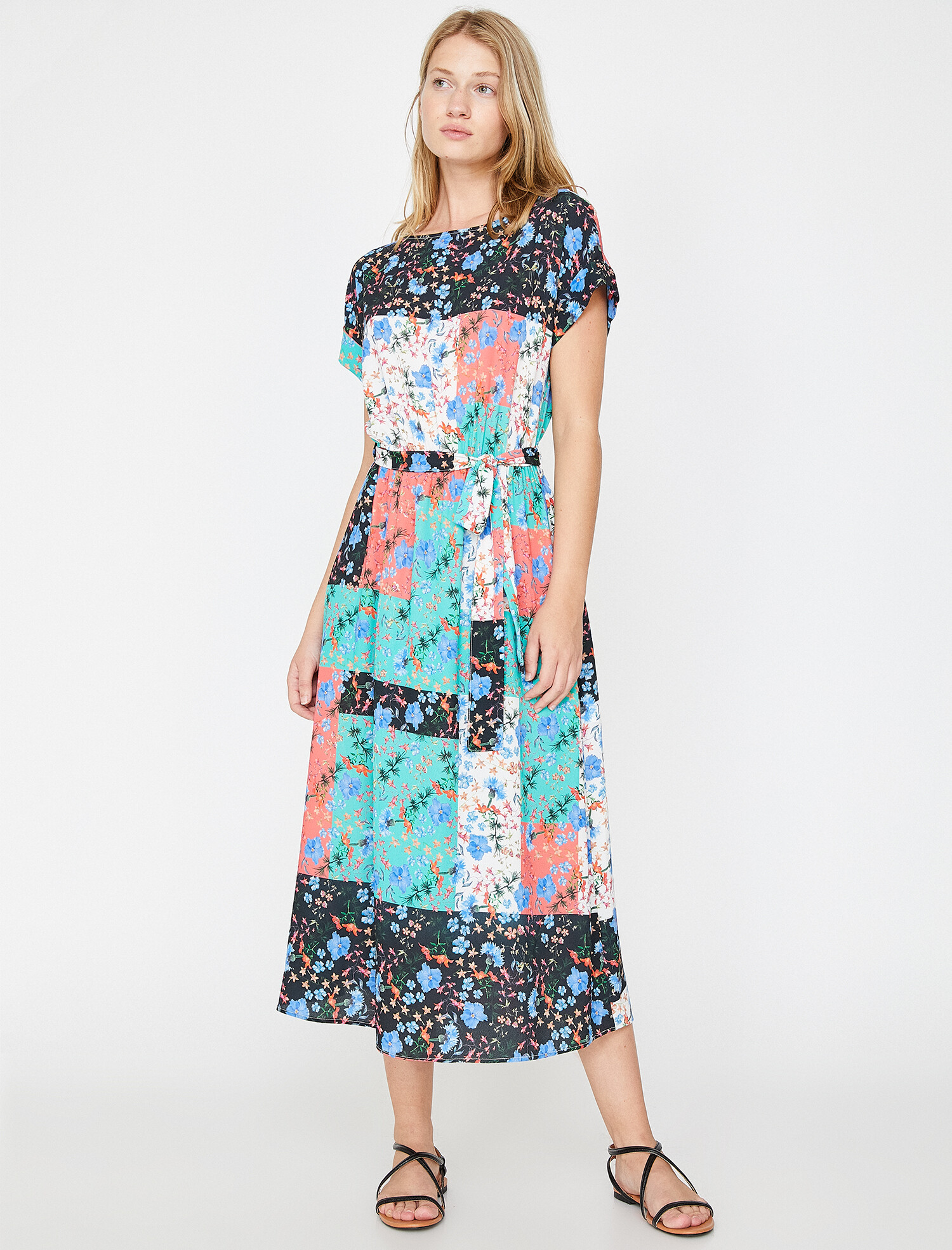 Koton Kadın Çiçek Desenli Elbise Turuncu Ürün Resmi