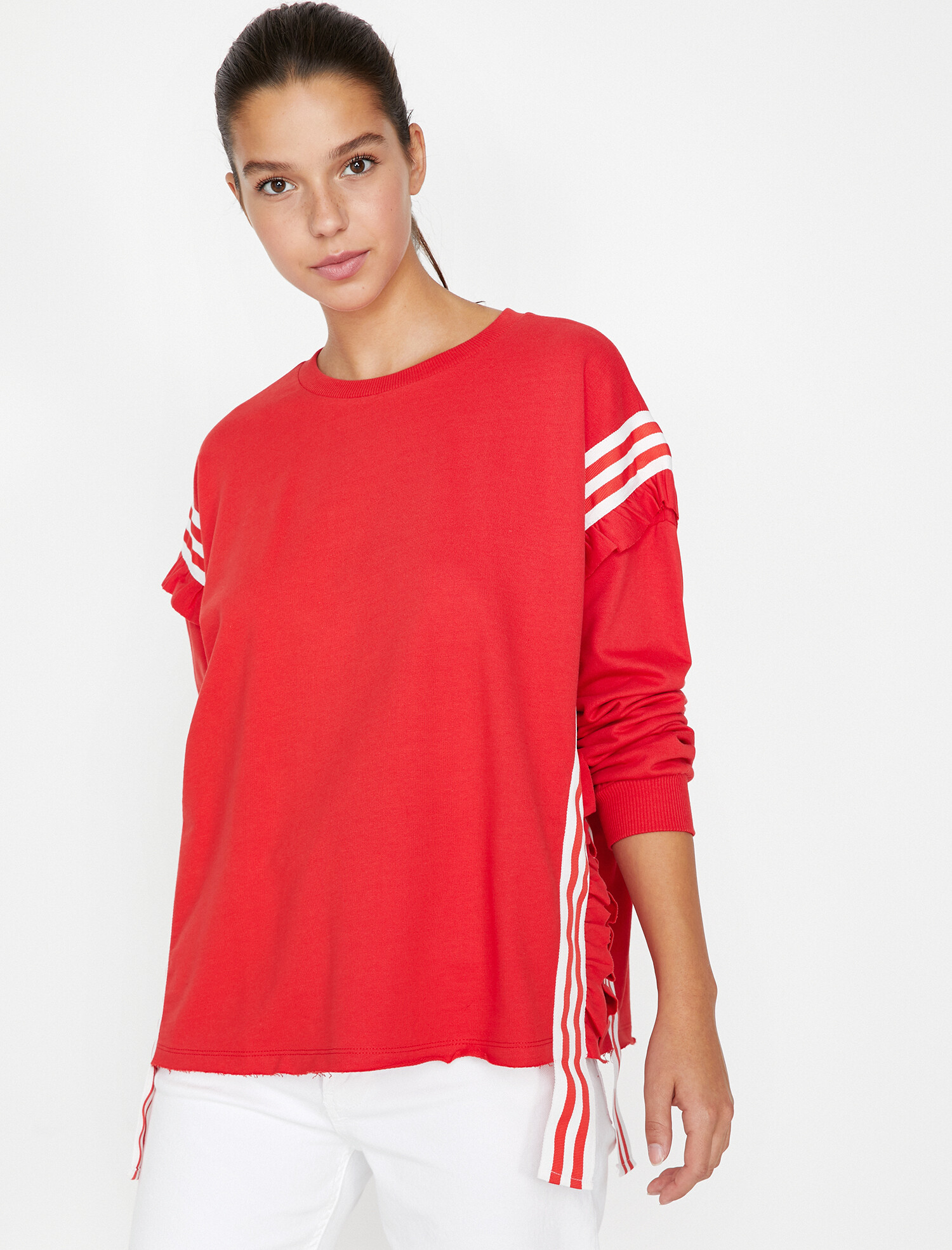 Koton Kadın Serit Detayli Sweatshirt Kırmızı Ürün Resmi