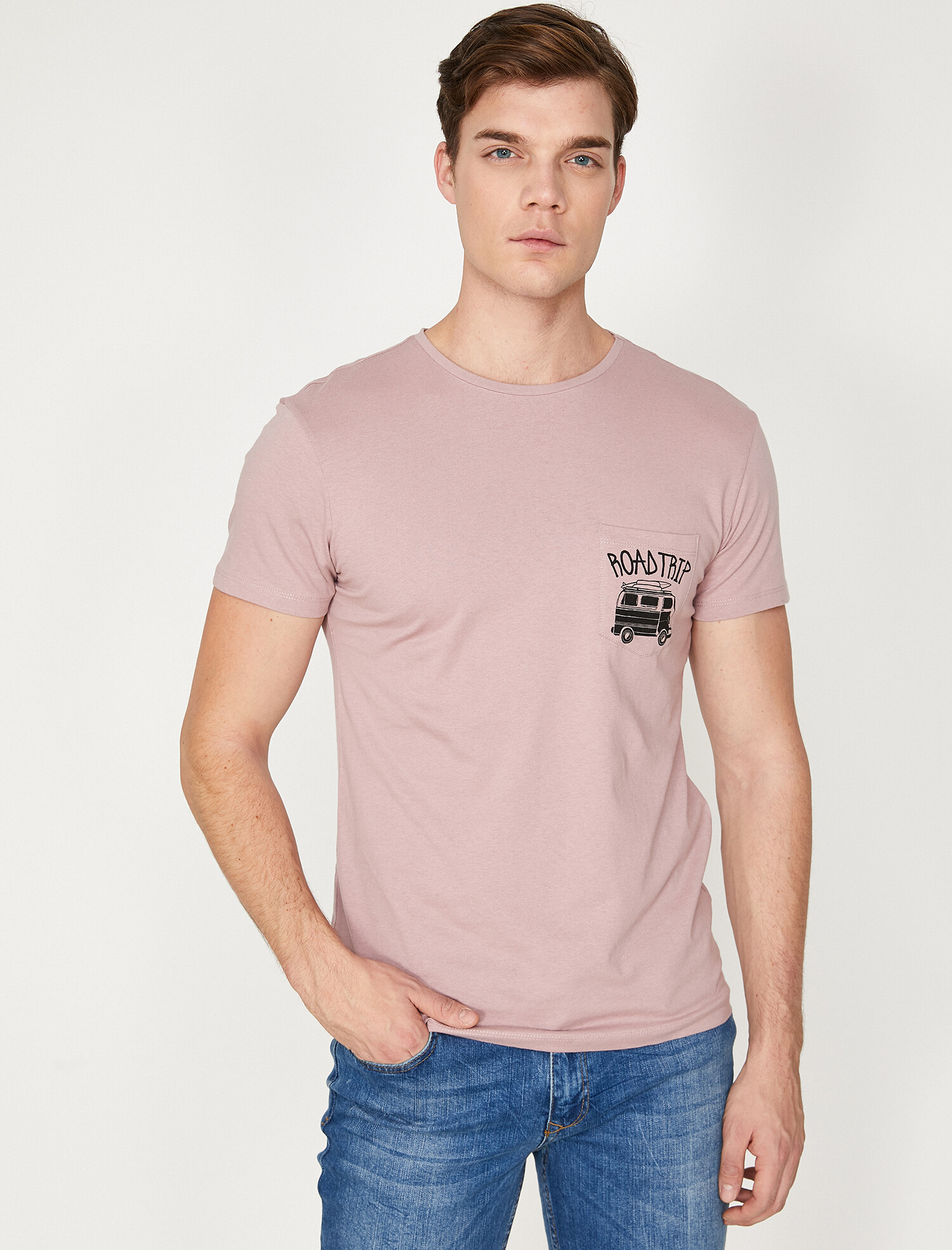 Koton Erkek Cep Detayli T-Shirt Pembe Ürün Resmi